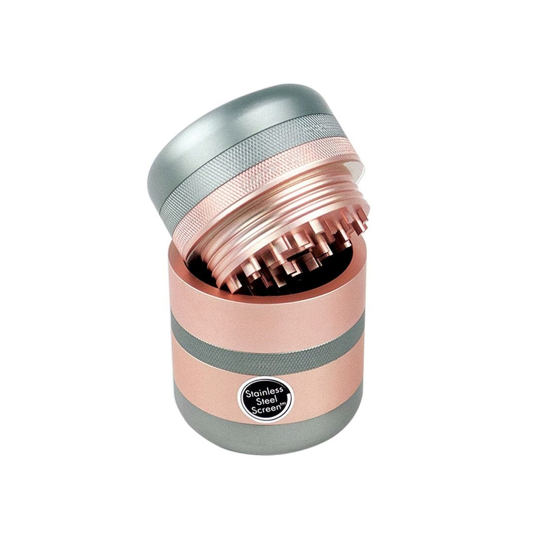 Kannastor - GR8TR V2 Molinillo de cuerpo sólido - Oro rosa / Plata mate