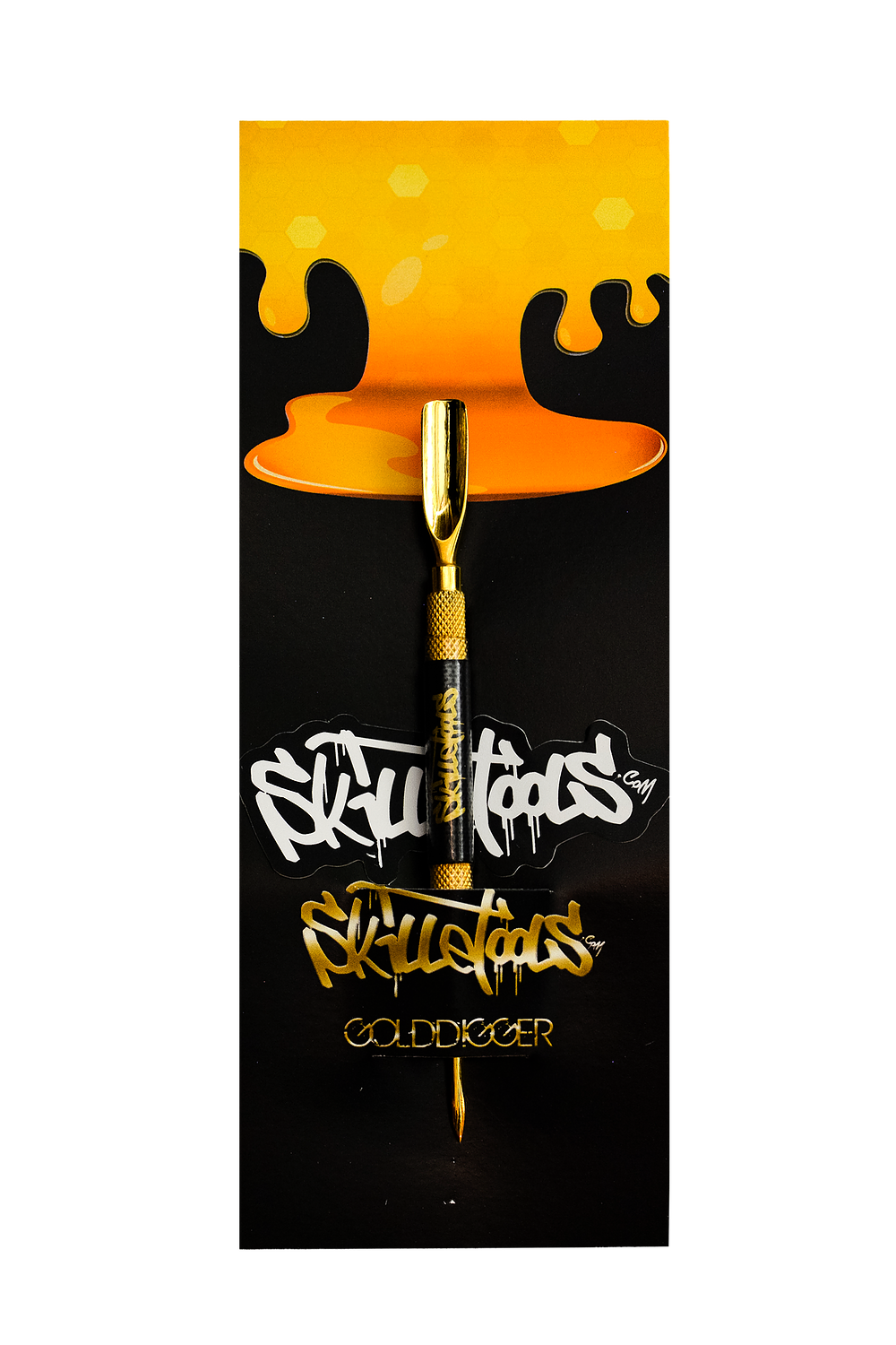 Skilletools Gold Digger — gold-finished stainless steel dabber tool for handling wax concentrates