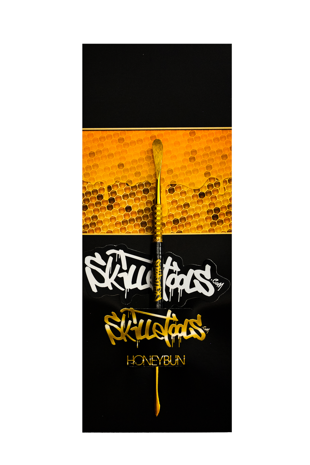 Skilletools Gold Honeybun — gold-finished stainless steel dabber with wide flat paddle for honey-style concentrates