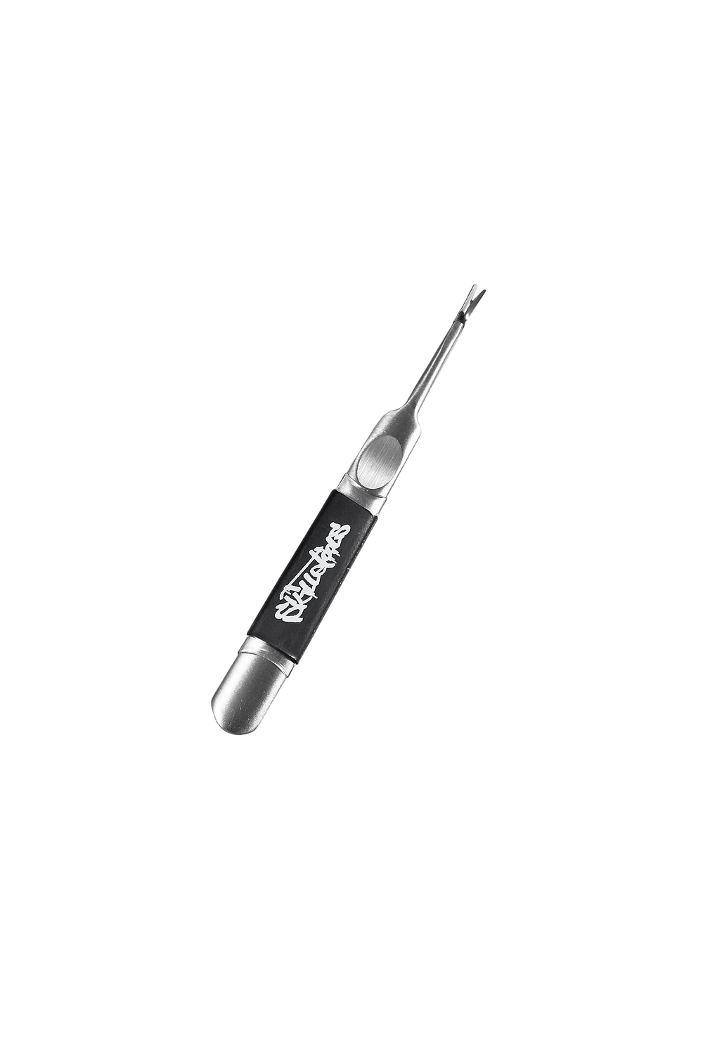 Skilletools Mrs. Dabalina — stainless steel dab tool with paddle and scoop ends shown in retail packaging
