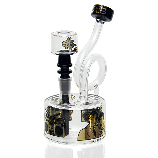 Slum Gold Squatter Water Slide Bubbler sculptural dab rig with 14mm male joint