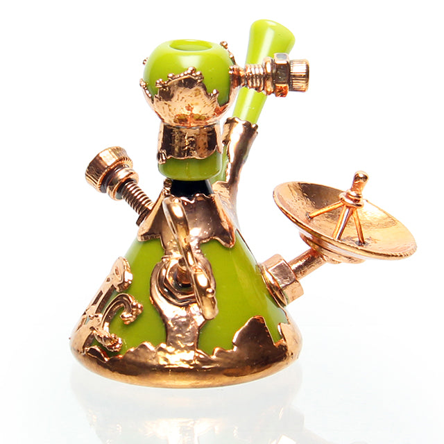 Snic Barnes Glass Tiny Beaker Bubbler Olive mini dab rig with 10mm male joint