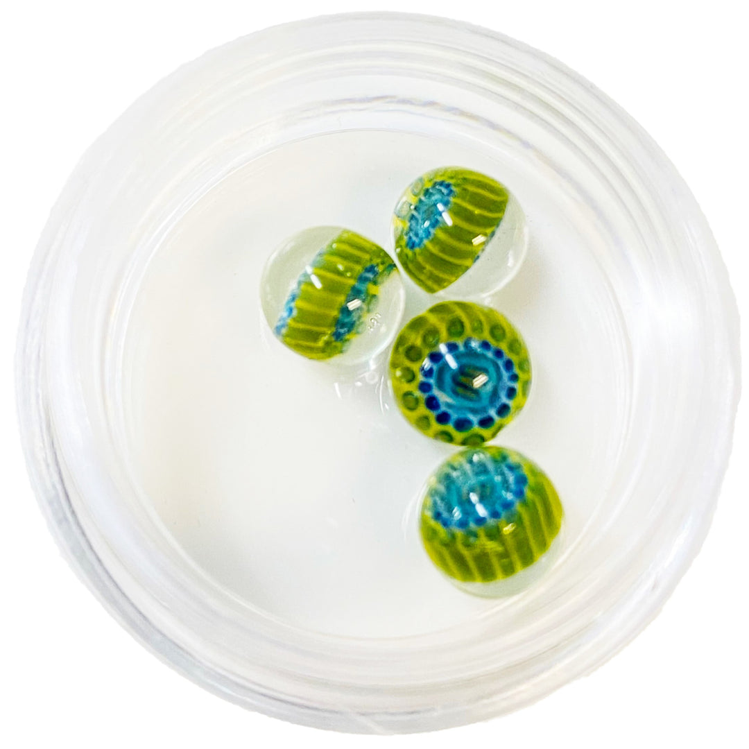 Steve H Glass JP Cicero Milli Terp Pearl Blue Green — heady glass terp pearl with blue and green millefiori cane
