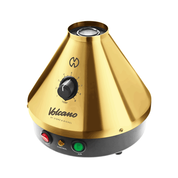 Storz & Bickel Volcano Classic Vaporizer Gold Edition — gold edition desktop vaporizer shown from alternate angle