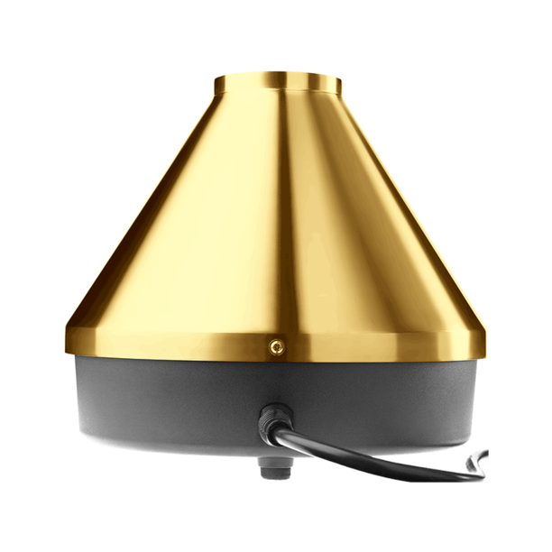 Storz &amp; Bickel Volcano Classic Vaporizer Gold Edition — gold edition desktop vaporizer top-down view of dial controls