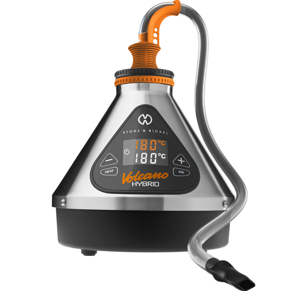 Storz &amp; Bickel Volcano Hybrid — desktop herb vaporizer with digital display, front view