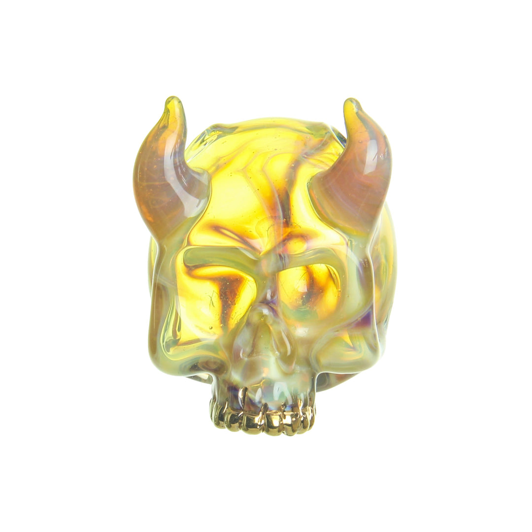 Sweeney Glass Kapala Skull Pendant Amber Purple — handblown Kapala skull pendant in amber purple colorway
