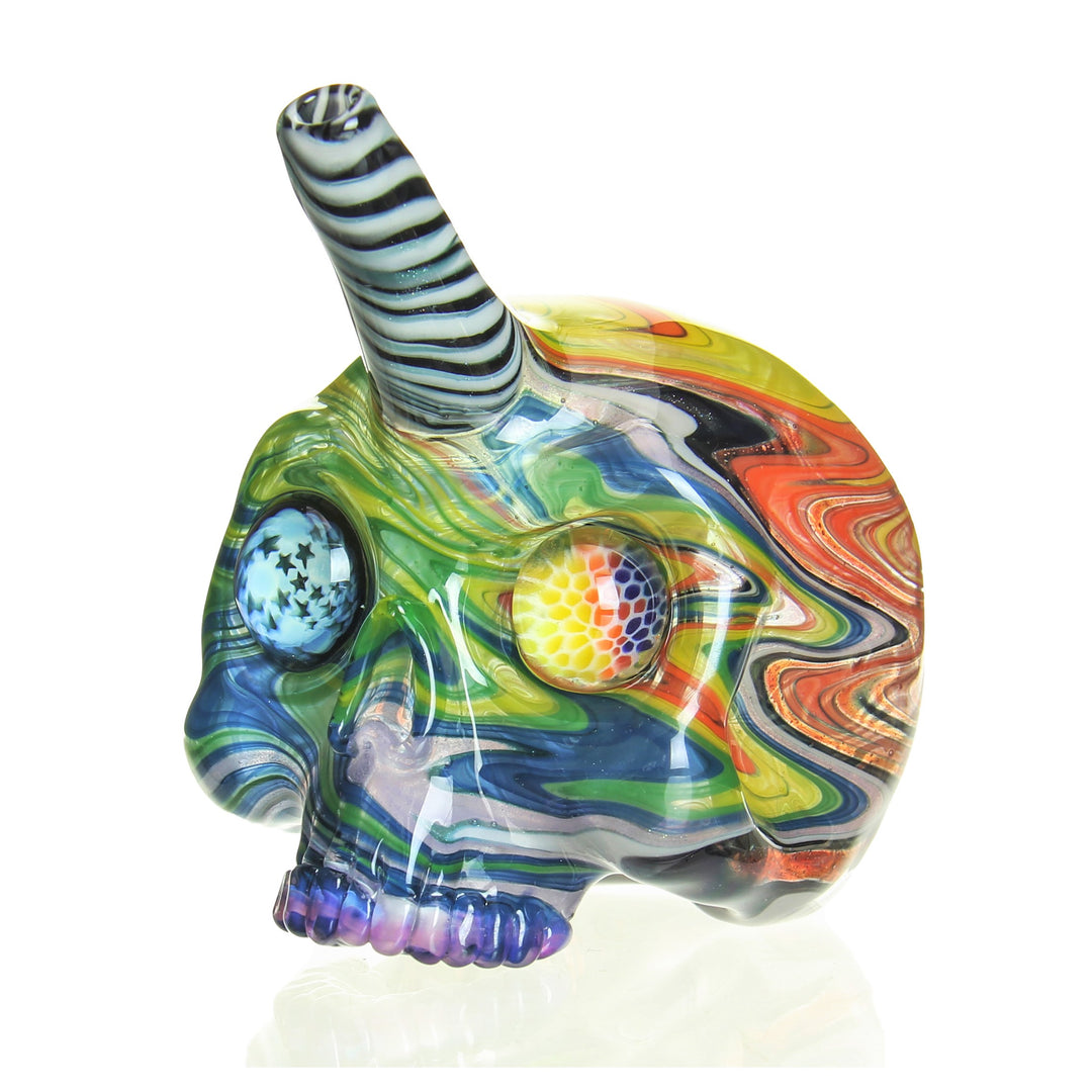 Sweeney Glass Kapala Unicorn Skull — handblown Kapala-style sculpted unicorn skull dab rig