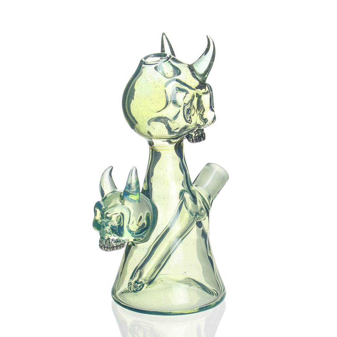 Sweeney Glass Skull Jammer with Horns Exp 19 — horned skull jammer Exp 19 shown from alternate angle
