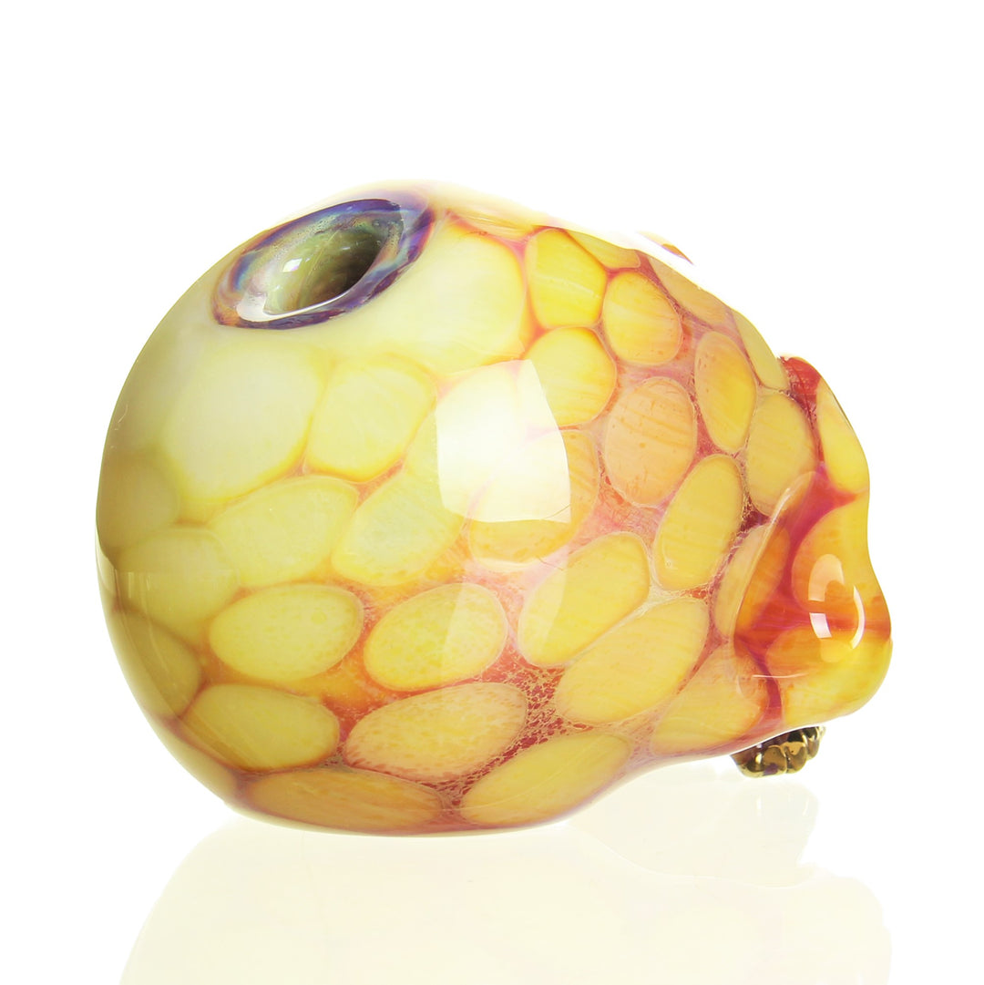 Sweeney Glass Kapala Skull with Millie Eyes Serendipity — Serendipity Kapala skull from alternate angle