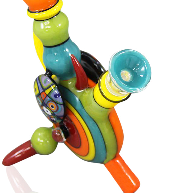 T-Funk Glass x Alejandro Glass 7 inch Mini Tube detail of rainbow accents