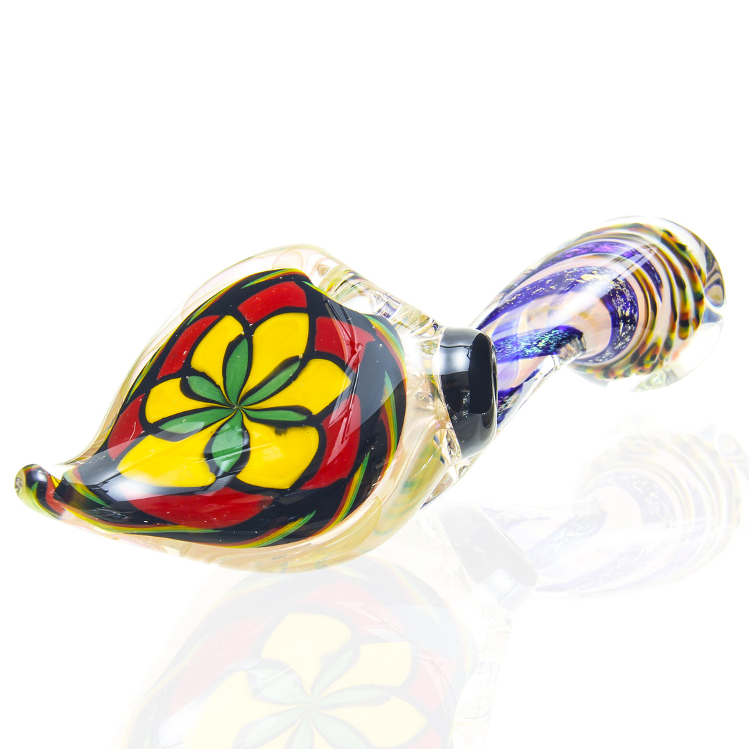 Talent Glass Works Stained Glass Sherlock — heady glass sherlock pipe with stained-glass color panel pattern
