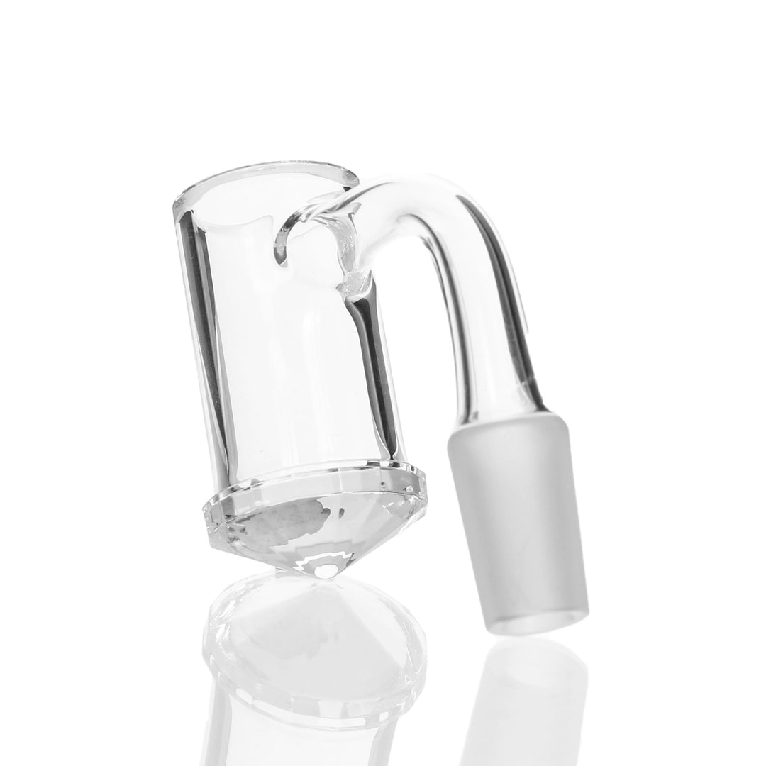 TruQuartz Faceted Bucket 14mm Male 90deg — 14mm faceted bucket from alternate angle