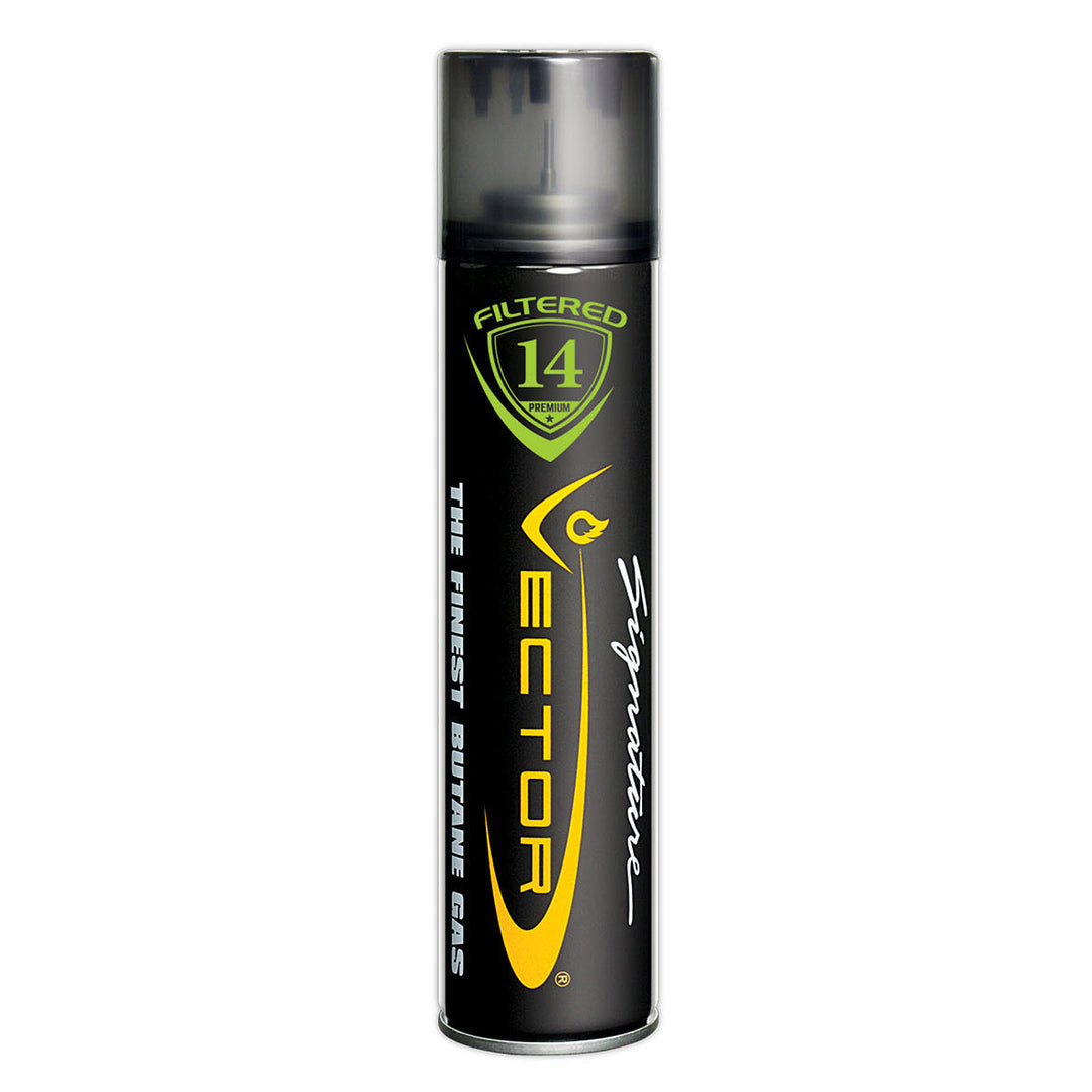 Vector Butane Gas 320ml — premium triple-refined butane fuel can for torch lighters, 320ml refill