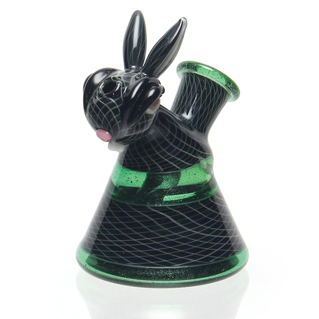 Vibe Glass x Charley Reynolds UV Bunny Jammer UV-reactive mini dab rig with 14mm female joint