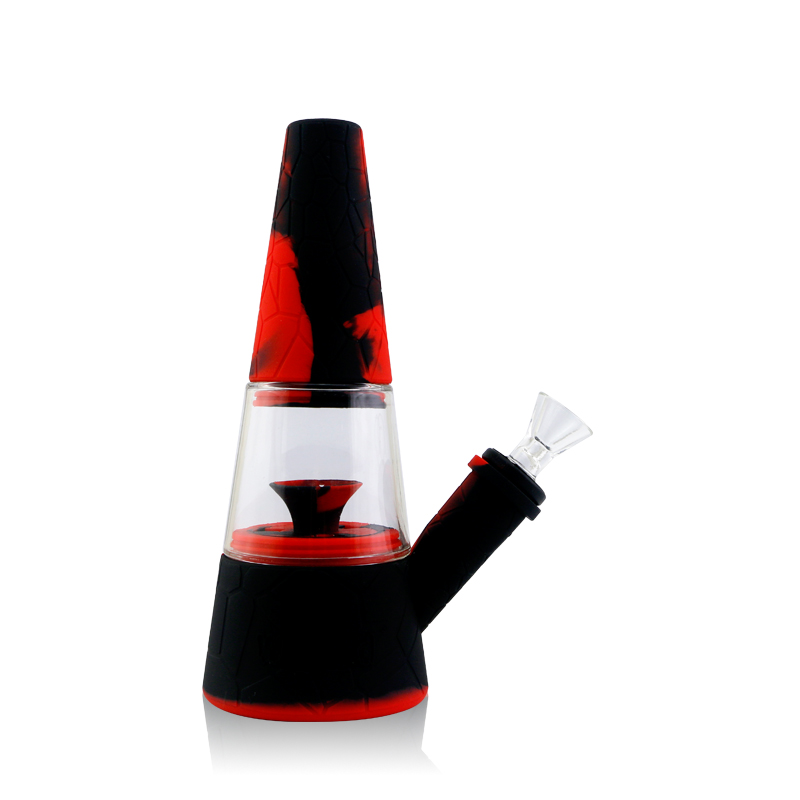 Waxmaid 8 inch Fountain Silicone Hybrid Water Pipe Black and Red