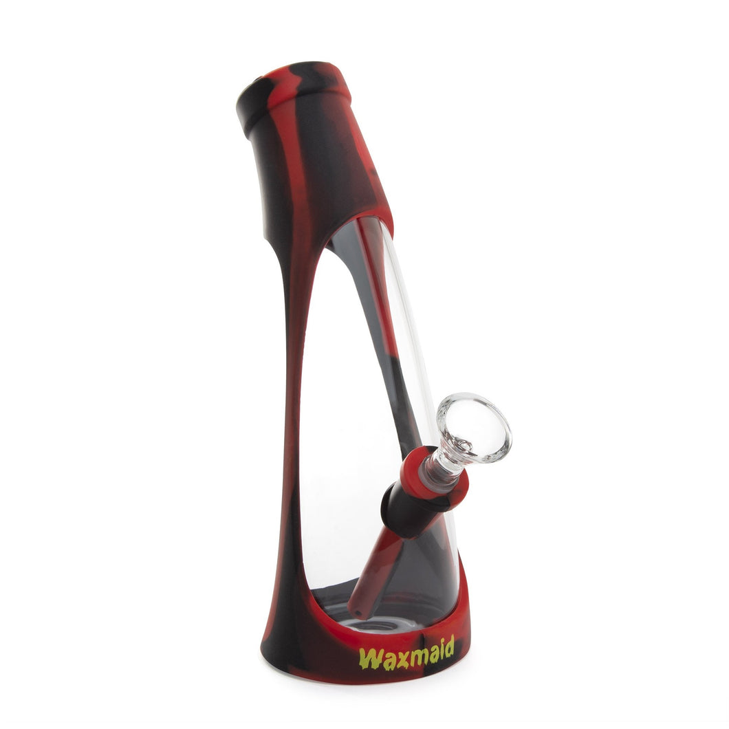 Waxmaid - Horn Silicone & Glass Water Pipe - Black & Red