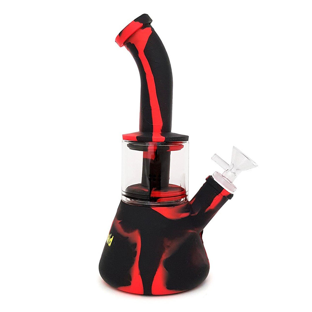 Waxmaid - 8" Glabea Silicone Water Pipe - Black & Red