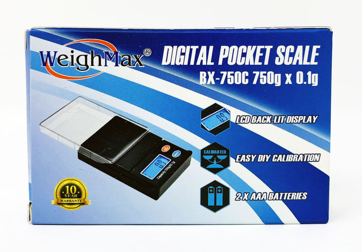 WeighMax BX750C Digital Pocket Scale — open view showing display and platform