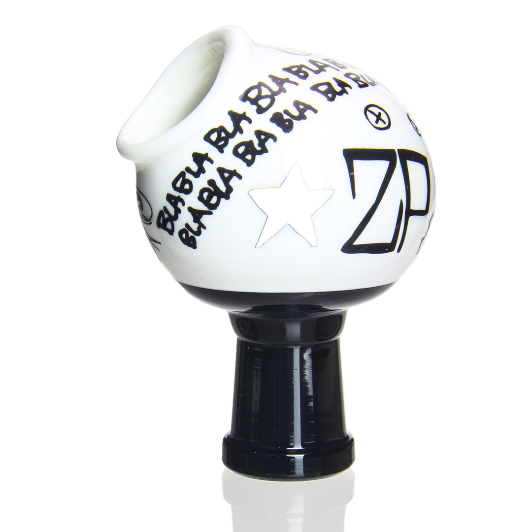 Zach P 14mm Bla Bla Bla Side Dome — heady glass side-mount slide dome with bla bla bla speech bubble sculpting