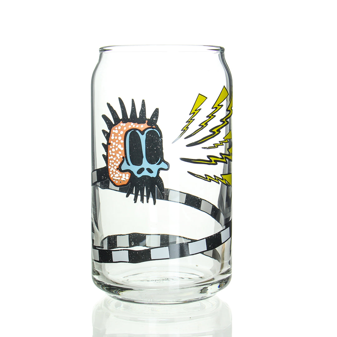 Zach P Drinking Glass Skull Snake — handblown borosilicate drinking glass with Zach P skull snake artwork