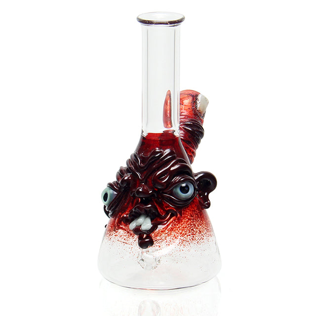 Zii Glass In Your Face Beaker Red mini bong with 14mm male joint