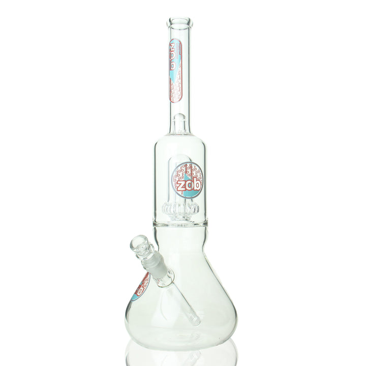 ZOB 17-inch UFO beaker bong — red and light blue glass water pipe with UFO disc perc